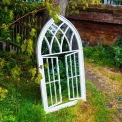 Woodside Truro XL Decorative Arched Outdoor Garden Mirror, W: 64cm X H: 117.5cm