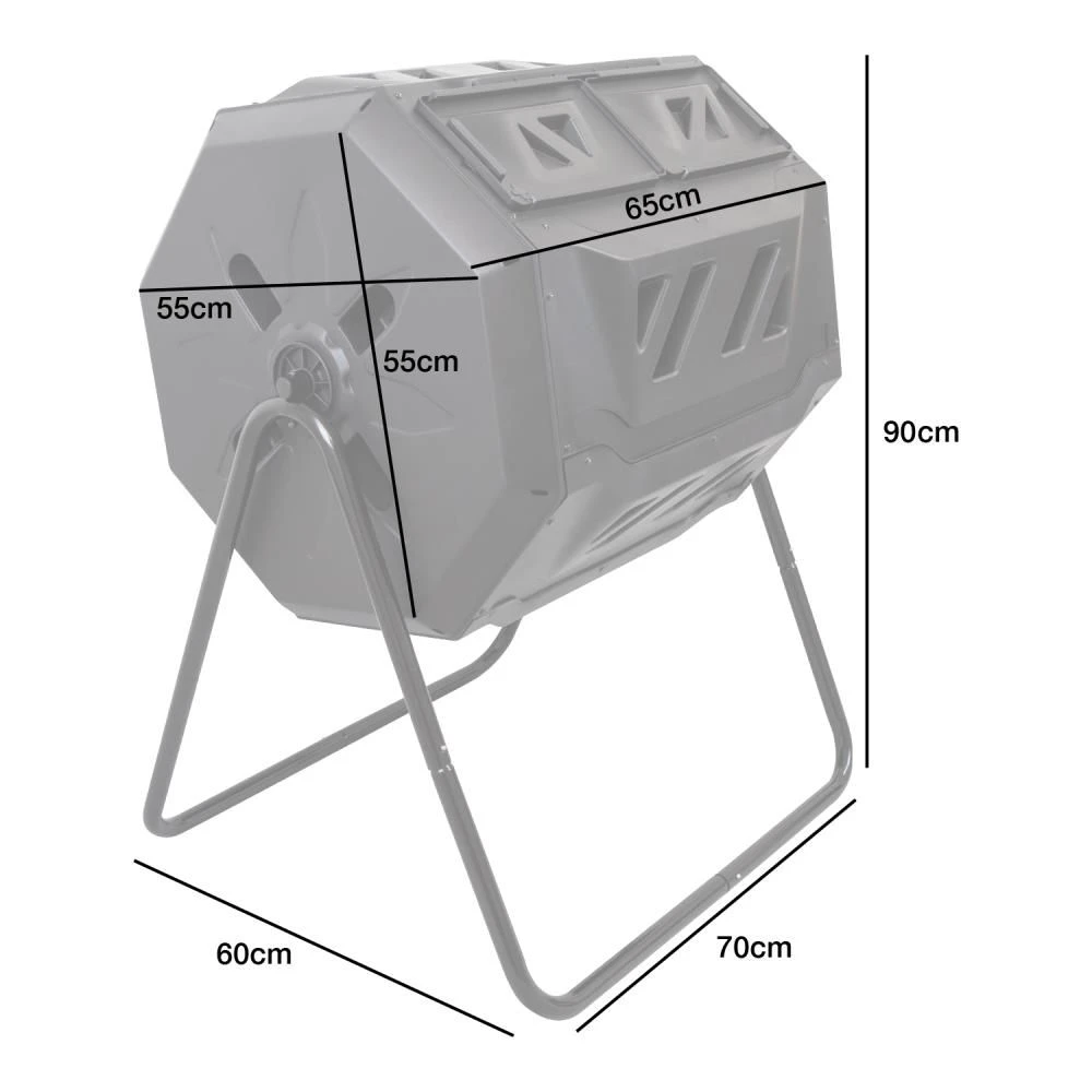 Woodside 160L Rotating/Tumbling Garden Composter, 2 Section Compost Waste Bin 5 Woodside 160L Rotating/Tumbling Garden Composter, 2 Section Compost Waste Bin - Image 3