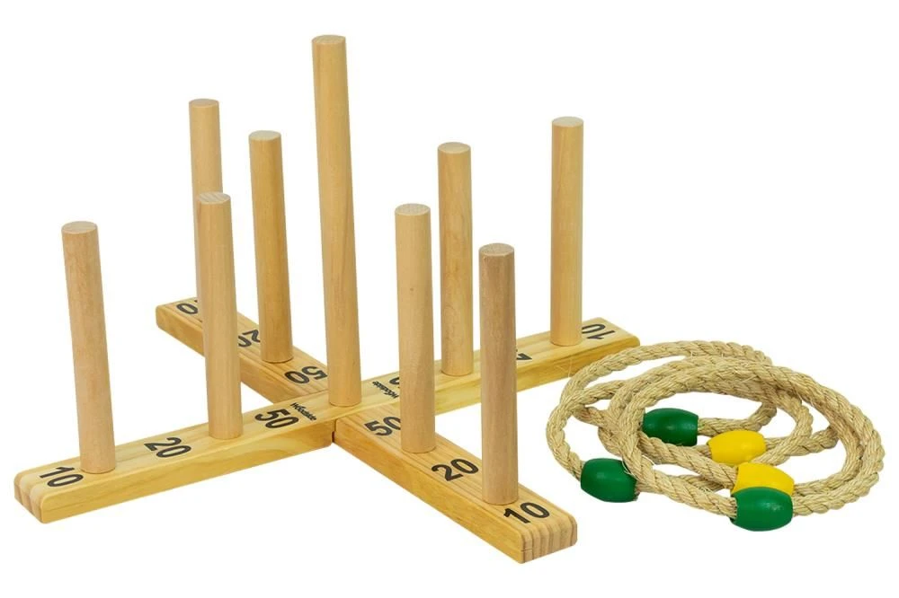 Woodside Garden Quoits Ring Toss Game, Outdoor Family Lawn Fun, 5 Rope 9 Pin 4 Woodside Garden Quoits Ring Toss Game, Outdoor Family Lawn Fun, 5 Rope 9 Pin - Image 2
