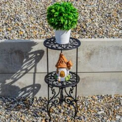 Woodside Heavy Duty Cast Iron Indoor/Outdoor Two Tier Plant Pot Display Stand
